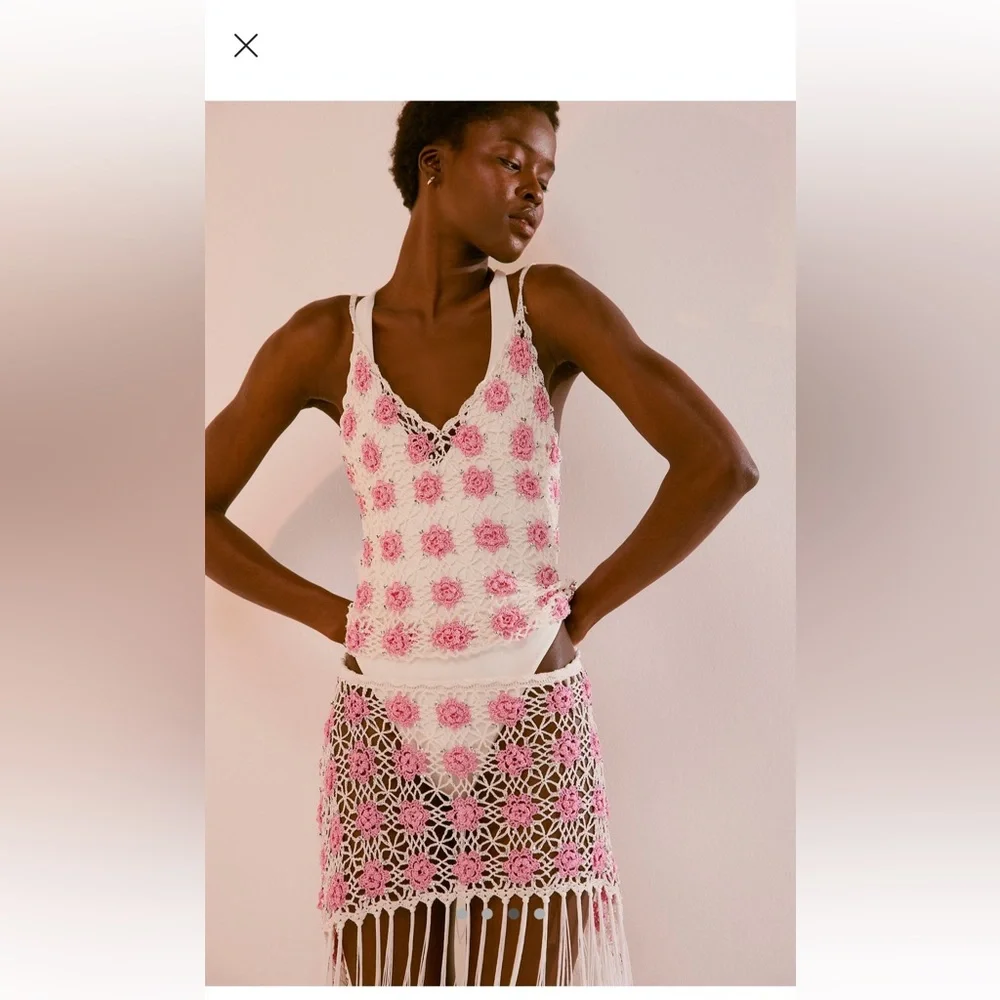 BNWT Frankie’s Hendricks Crochet Coverup bottom in color Pink Sugar